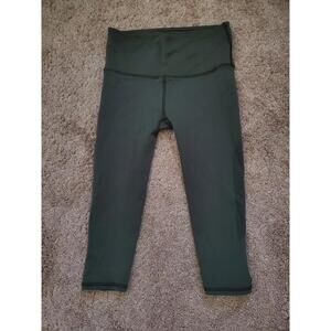 Lululemon Reveal Crop Tight 15'' Dark Green Size Small High-Rise Leggings Mesh
